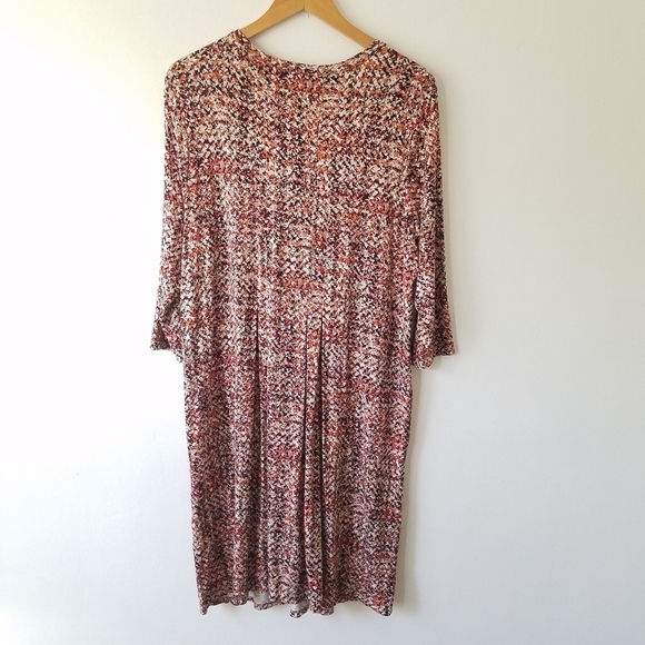 J.Jill Jersey Knit Pleated Multi Color Print Dress Size Large - Picture 2 of 13